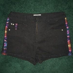 Aztec print high waisted jean shorts